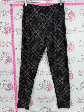 Sweetlegs leggings tights Black Plaid Stretch Leggings - Gray & Rust Orange